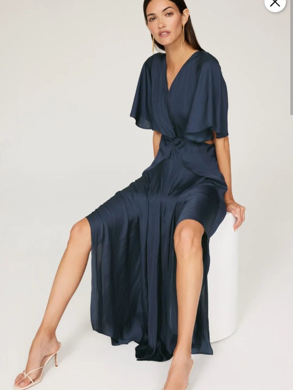 Maje Reniline Dress Blue Satin Size 34 US 0 MSRP $535
